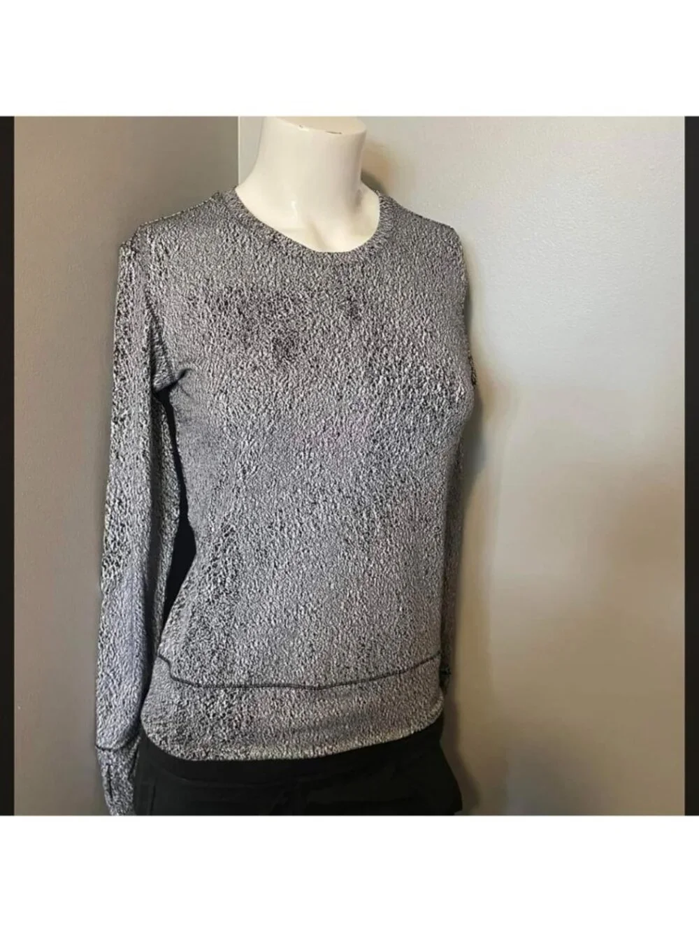 Lululemon Rush Hour Long Sleeve Running Luon Spray Jacquard White Black